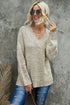 V Neck Drop Shoulder Knitted Sweater